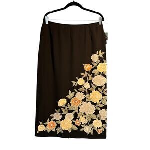 NWT Vintage Sag Harbor 14 Skirt Black Floral Boho Cottage Coastal Whimsygoth